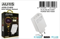 Auris CH65B 65W 3Çıkışlı Ultra Hızlı Şarj Aleti Başlığı
