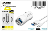 Auris CR01 Araç Şarj Aleti + Micro Kablo 3.4A