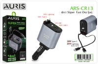 Auris CR13 4x1 Makaralı Oto Şarj Aleti 95W Lightning + Type-C