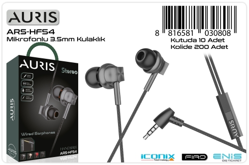 Auris HF54 Kablolu Kulaklık 3.5mm Jack
