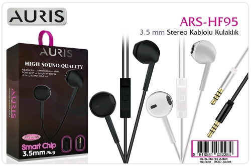 Auris HF95 EarBuds Kablolu Kulaklık Stereo 3.5mm Jack 