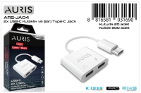 Auris JA04 2x USB-C To Type-C Kulaklık ve Şarj Dönüştürücü