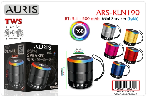 Auris KLN190 Mini Işıklı Speakers Bt5,1 - 500Mah