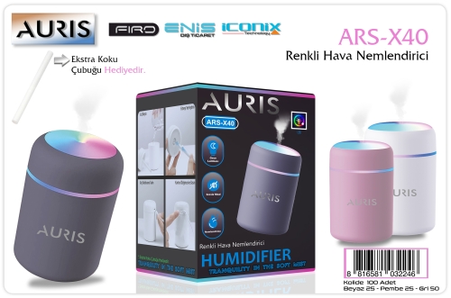 Auris X40 Hava Nemlendirici Işıklı (Ekstra Koku Çubuğu Hediye)
