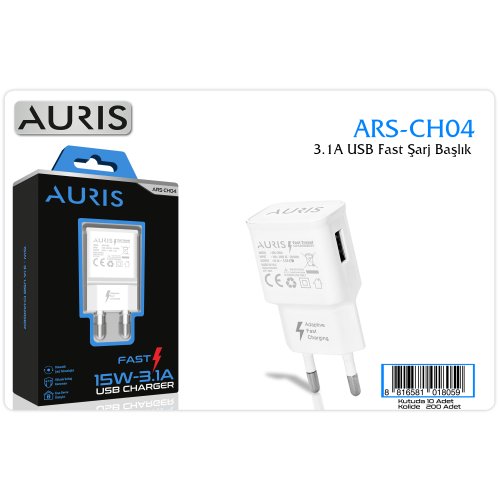 Auris CH04B 3,1A Hızlı Şarj Başlığı