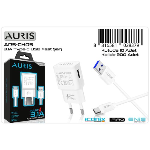 Auris CH05 Type-C Hızlı Şarj Aleti Seti