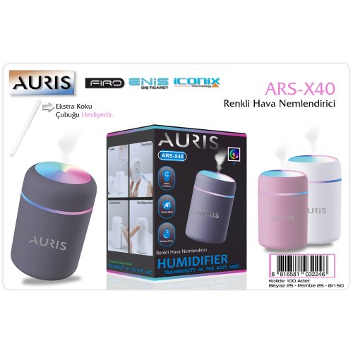 Auris X40 Hava Nemlendirici Işıklı (Ekstra Koku Çubuğu Hediye)