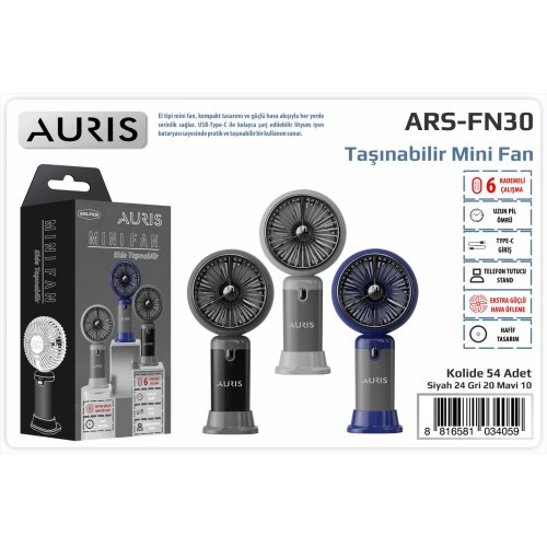 Auris FN30 6 Kademeli Taşınabilir Vantilatör Fan